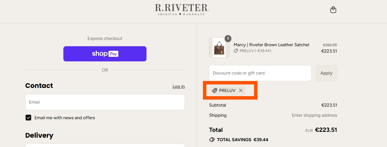 Use Discount Code PRELUV for 15% OFF Sitewide at www.rriveter.com
